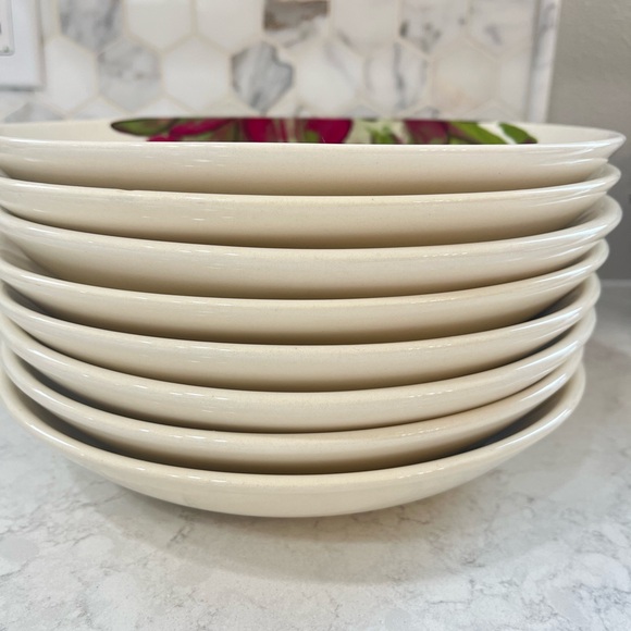 Crate and Barrel 9.5” Floral Artichoke Ceramic Bowls - Set of 8 - Picture 7 of 9